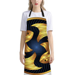 Golden Pisces Zodiac Sign Print Bib Apron With Pocket