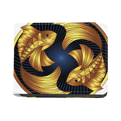 Golden Pisces Zodiac Sign Print Bifold Wallet