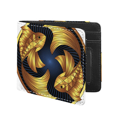 Golden Pisces Zodiac Sign Print Bifold Wallet
