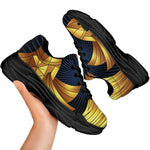 Golden Pisces Zodiac Sign Print Black Chunky Shoes