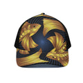 Golden Pisces Zodiac Sign Print Black Mesh Trucker Hat