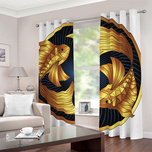 Golden Pisces Zodiac Sign Print Blackout Grommet Curtains