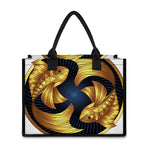 Golden Pisces Zodiac Sign Print Canvas Tote Bag