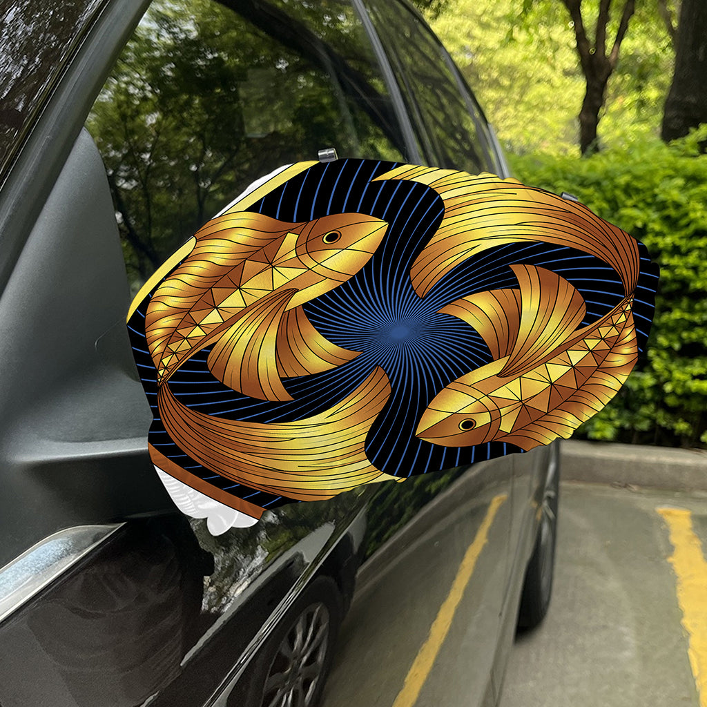 Golden Pisces Zodiac Sign Print Car Side Mirror Covers