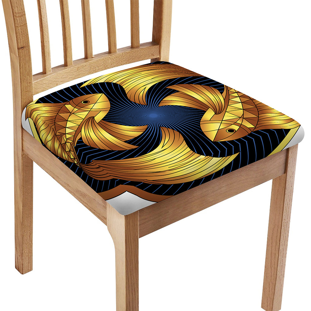 Golden Pisces Zodiac Sign Print Chair Cushion Cover