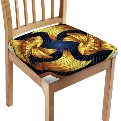 Golden Pisces Zodiac Sign Print Chair Cushion Cover