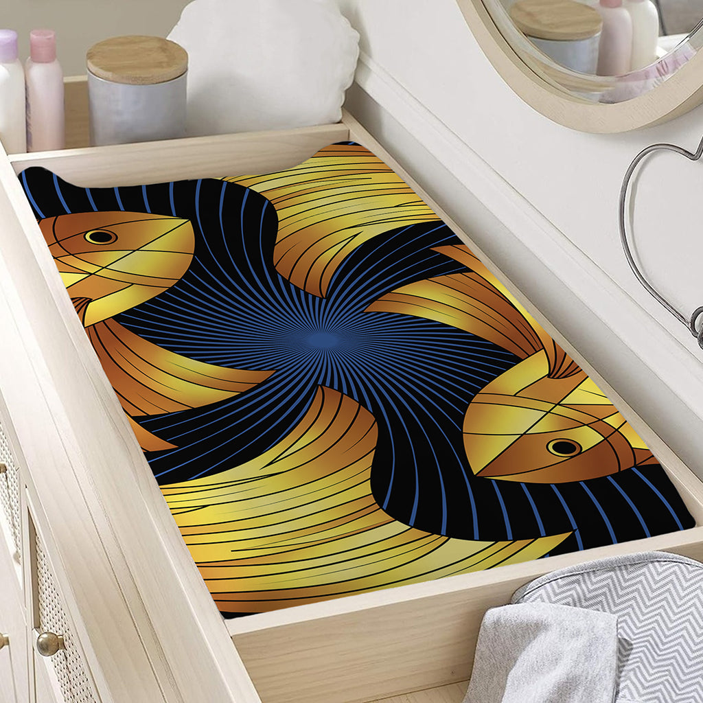 Golden Pisces Zodiac Sign Print Changing Pad Cover