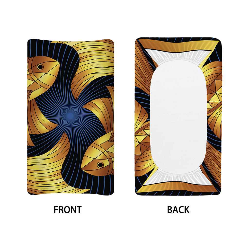 Golden Pisces Zodiac Sign Print Changing Pad Cover