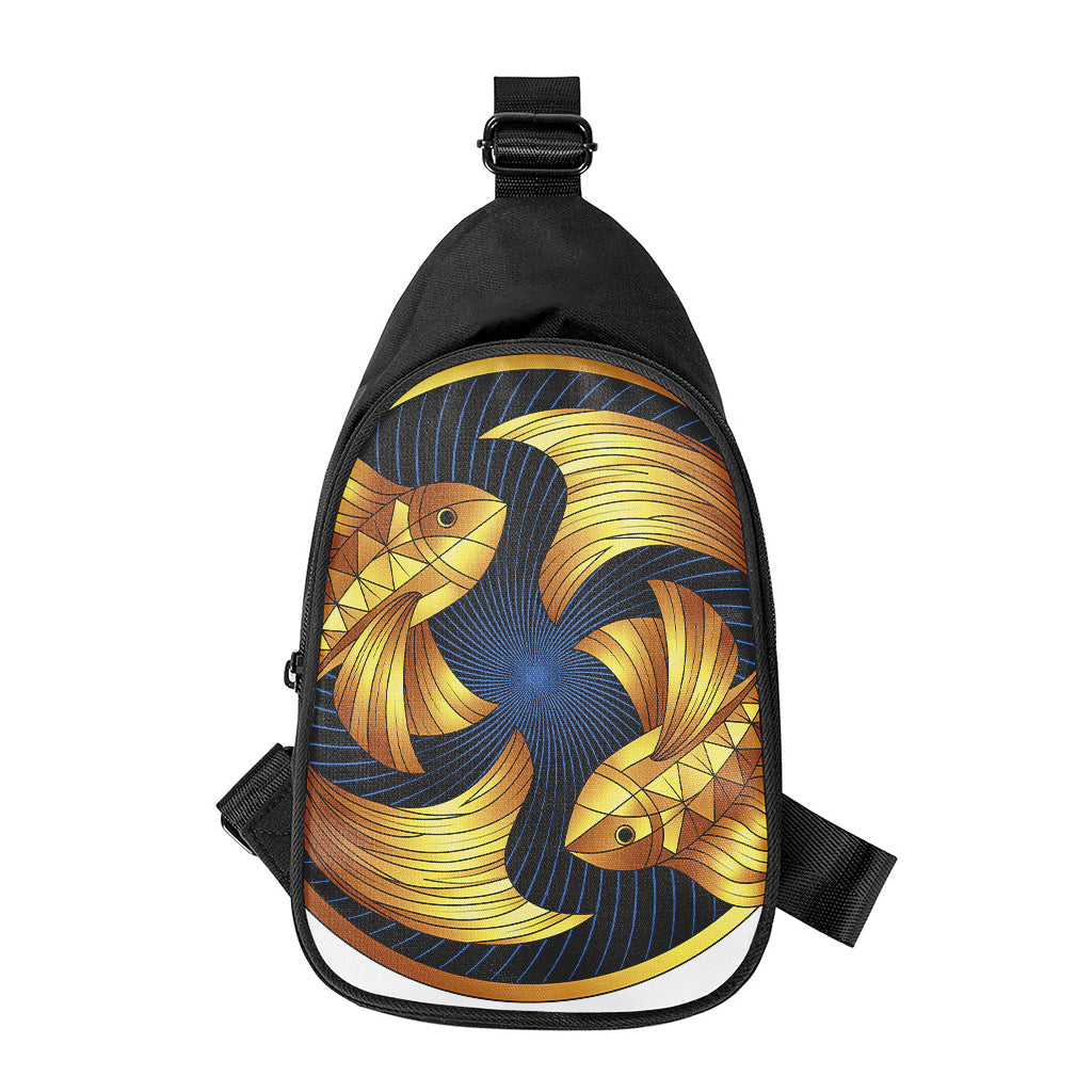 Golden Pisces Zodiac Sign Print Chest Bag