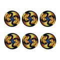 Golden Pisces Zodiac Sign Print Coaster Set