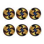 Golden Pisces Zodiac Sign Print Coaster Set