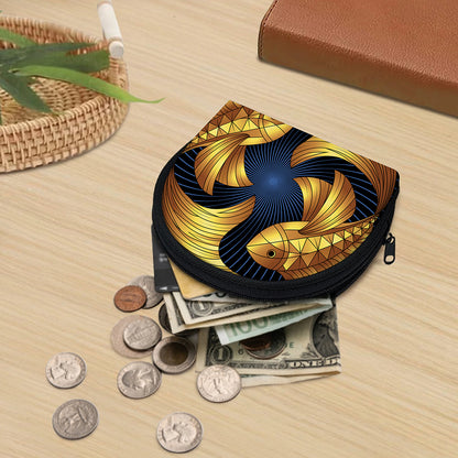 Golden Pisces Zodiac Sign Print Coin Purse