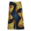 Golden Pisces Zodiac Sign Print Cotton Front Slit Maxi Skirt