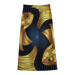 Golden Pisces Zodiac Sign Print Cotton Front Slit Maxi Skirt