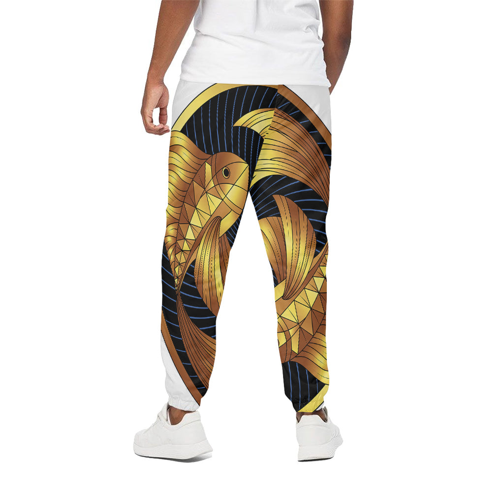 Golden Pisces Zodiac Sign Print Cotton Pants