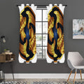 Golden Pisces Zodiac Sign Print Grommet Curtain Panels
