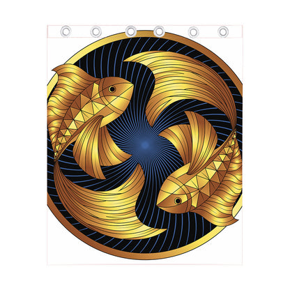 Golden Pisces Zodiac Sign Print Curtain