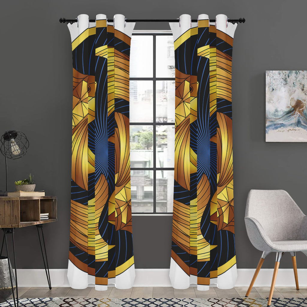 Golden Pisces Zodiac Sign Print Curtain