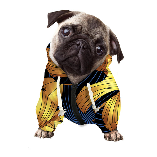 Golden Pisces Zodiac Sign Print Dog Zip Up Hoodie