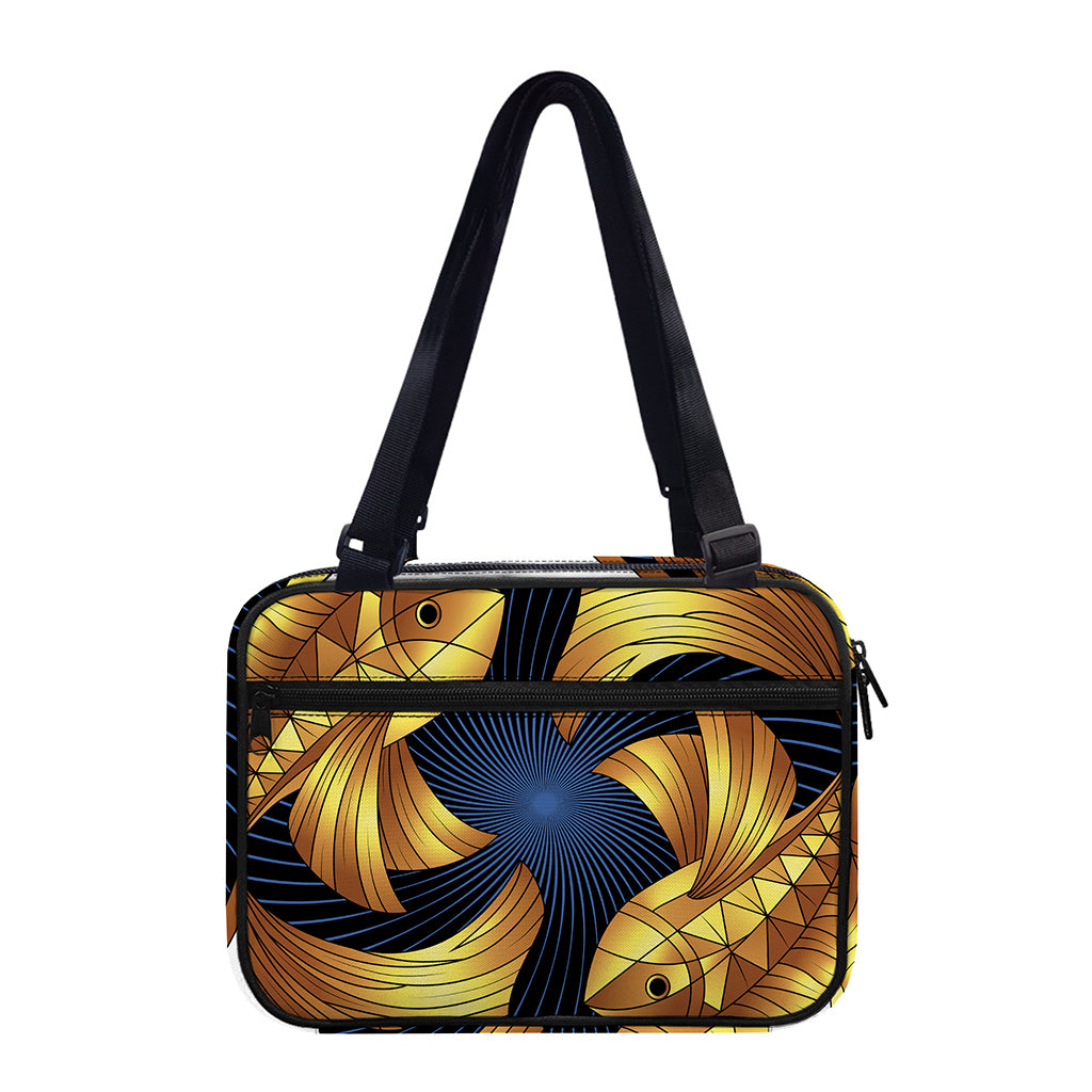 Golden Pisces Zodiac Sign Print Double Strap Bible Bag