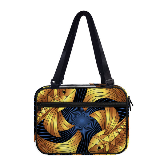 Golden Pisces Zodiac Sign Print Double Strap Bible Bag