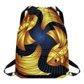 Golden Pisces Zodiac Sign Print Drawstring Backpack