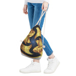 Golden Pisces Zodiac Sign Print Drawstring Bag