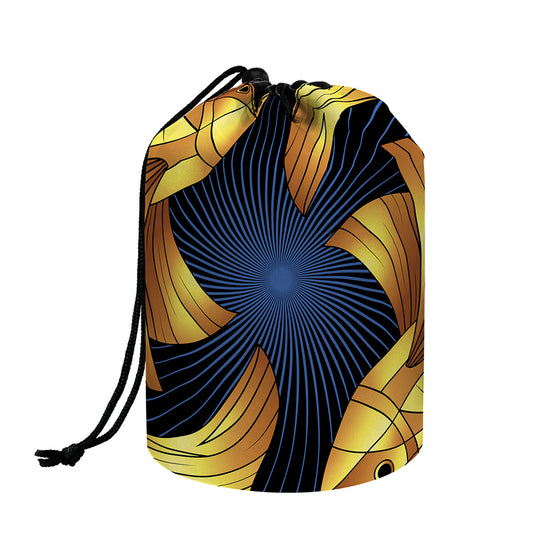 Golden Pisces Zodiac Sign Print Drawstring Makeup Bag