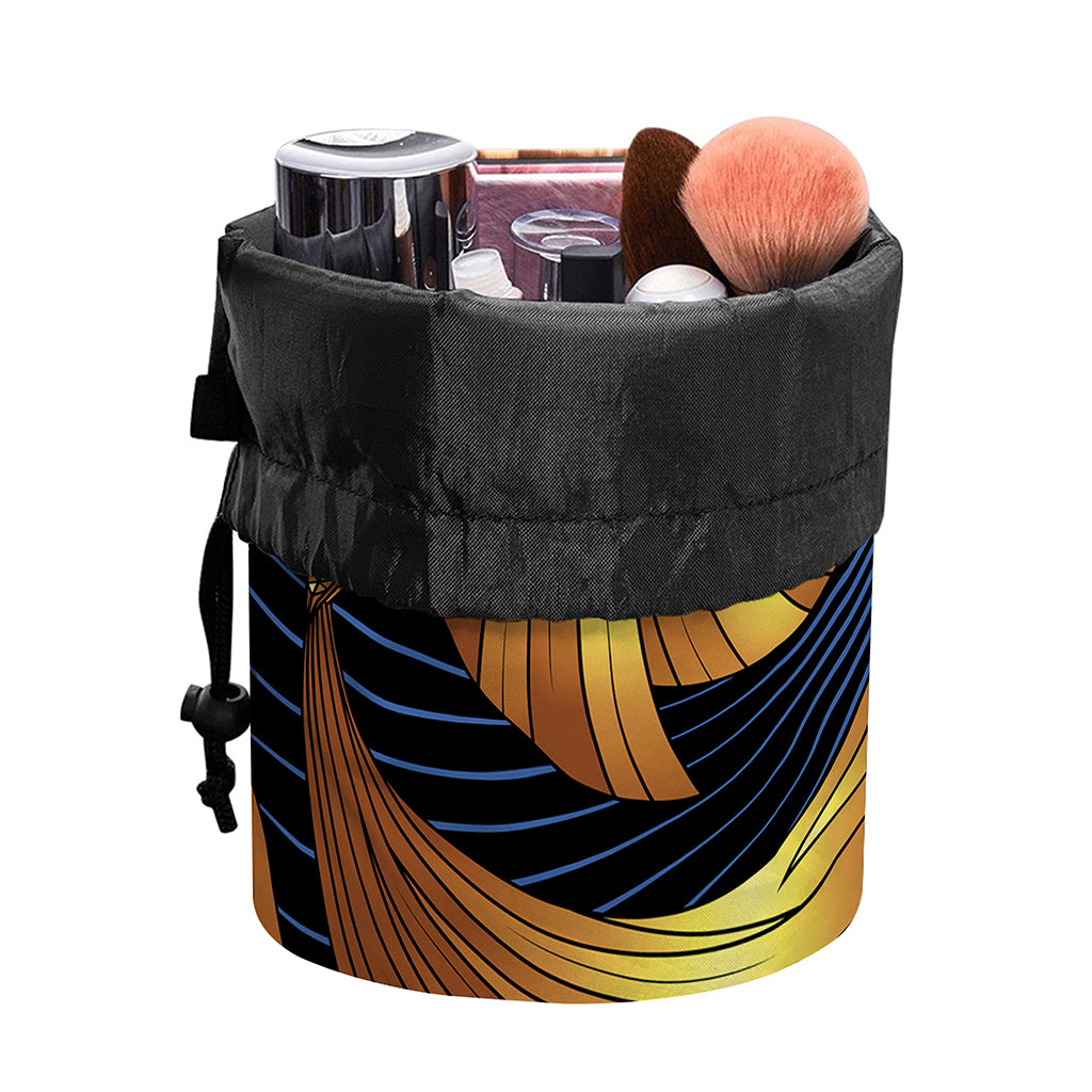 Golden Pisces Zodiac Sign Print Drawstring Makeup Bag