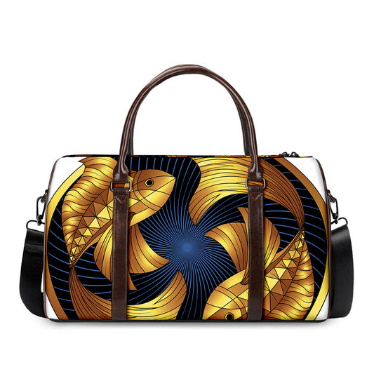 Golden Pisces Zodiac Sign Print Duffle Bag