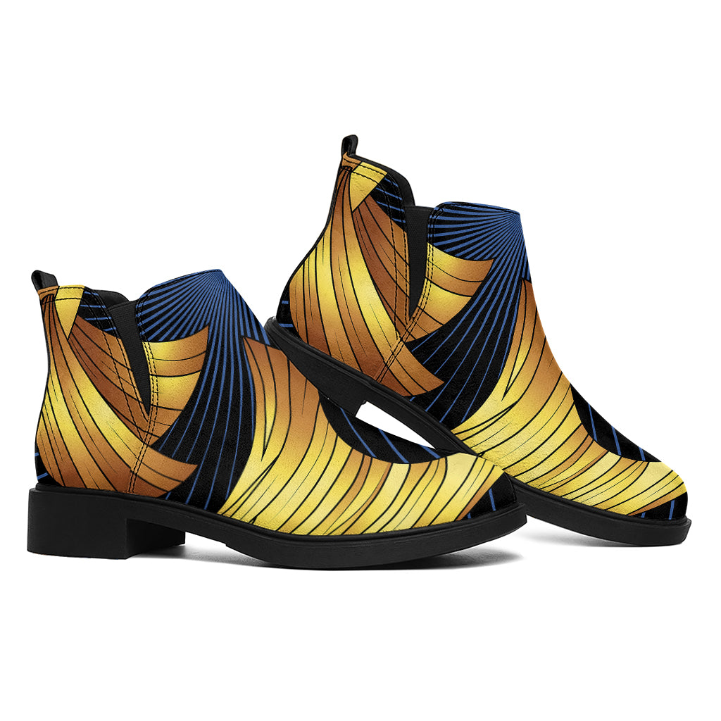 Golden Pisces Zodiac Sign Print Flat Ankle Boots