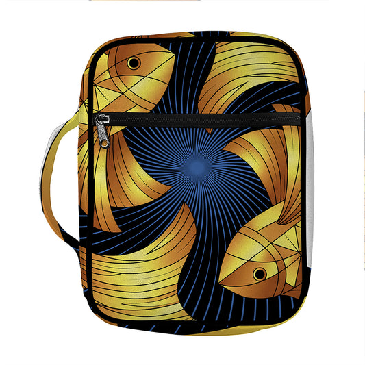 Golden Pisces Zodiac Sign Print Front Pocket Bible Bag