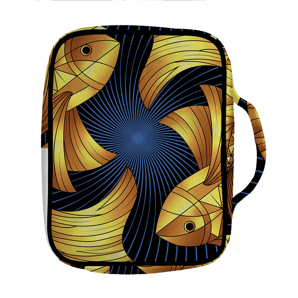 Golden Pisces Zodiac Sign Print Front Pocket Bible Bag