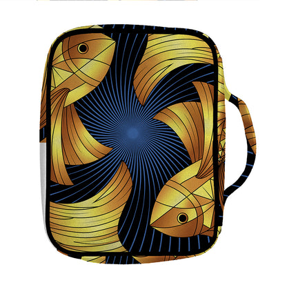Golden Pisces Zodiac Sign Print Front Pocket Bible Bag