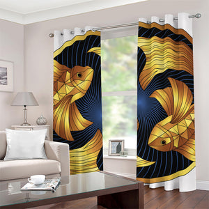 Golden Pisces Zodiac Sign Print Grommet Curtains