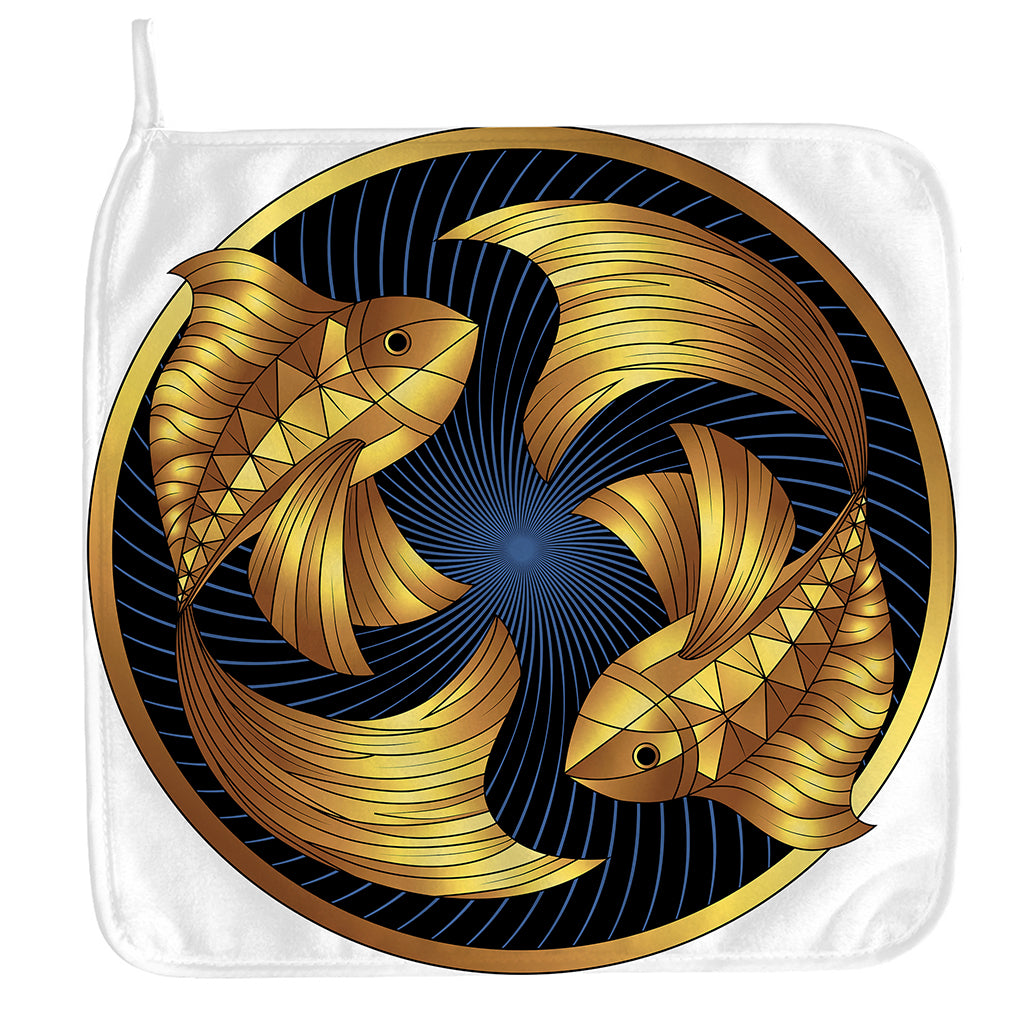 Golden Pisces Zodiac Sign Print Hand Towel