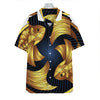 Golden Pisces Zodiac Sign Print Hawaiian Shirt