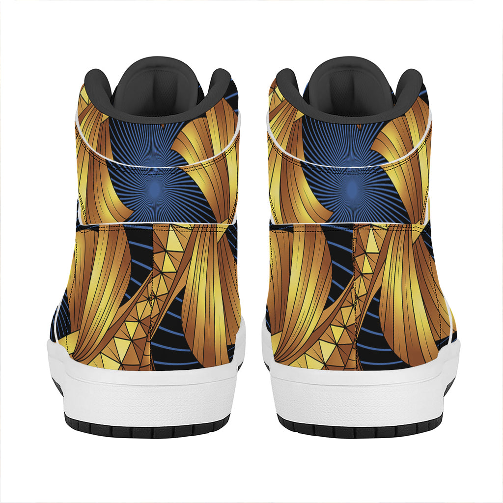 Golden Pisces Zodiac Sign Print High Top Leather Sneakers