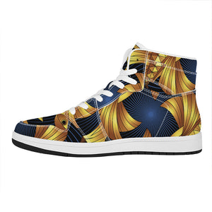 Golden Pisces Zodiac Sign Print High Top Leather Sneakers