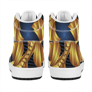 Golden Pisces Zodiac Sign Print High Top Leather Sneakers