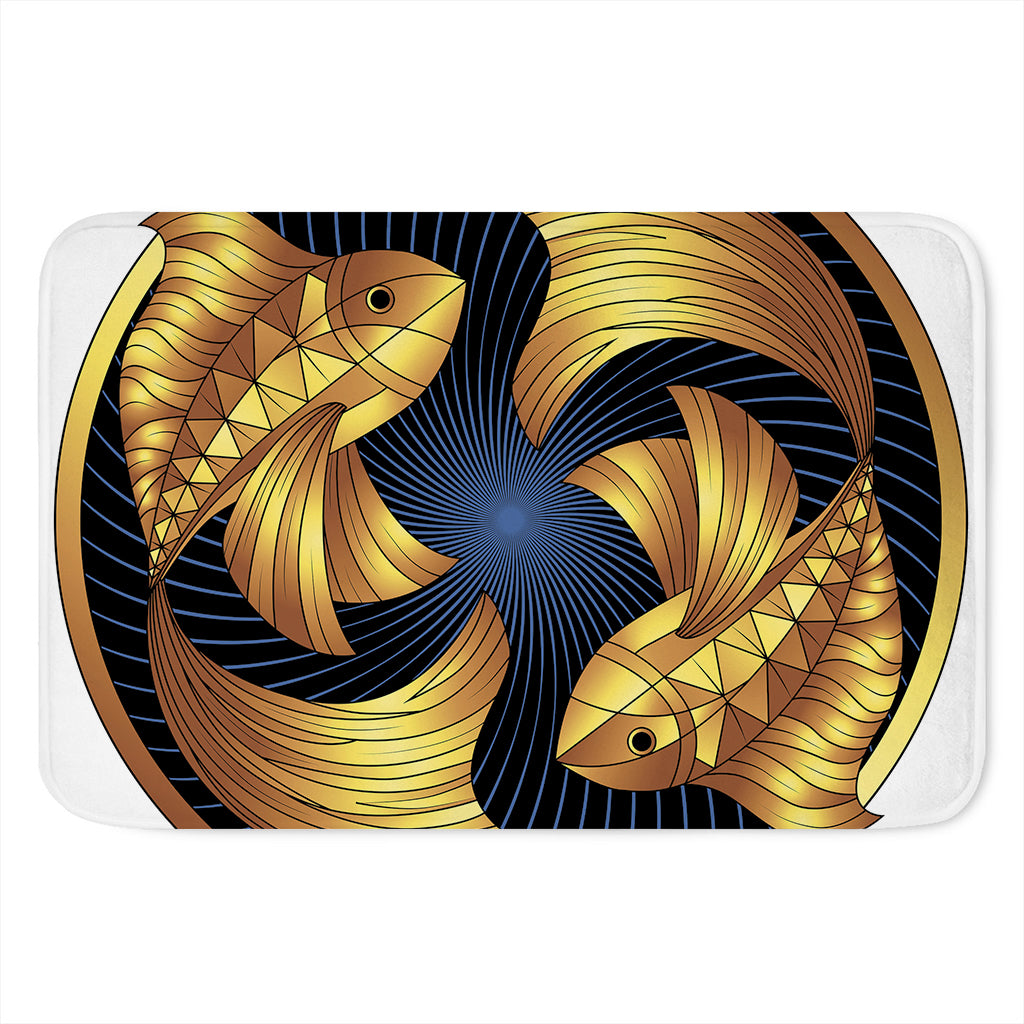 Golden Pisces Zodiac Sign Print Indoor Door Mat