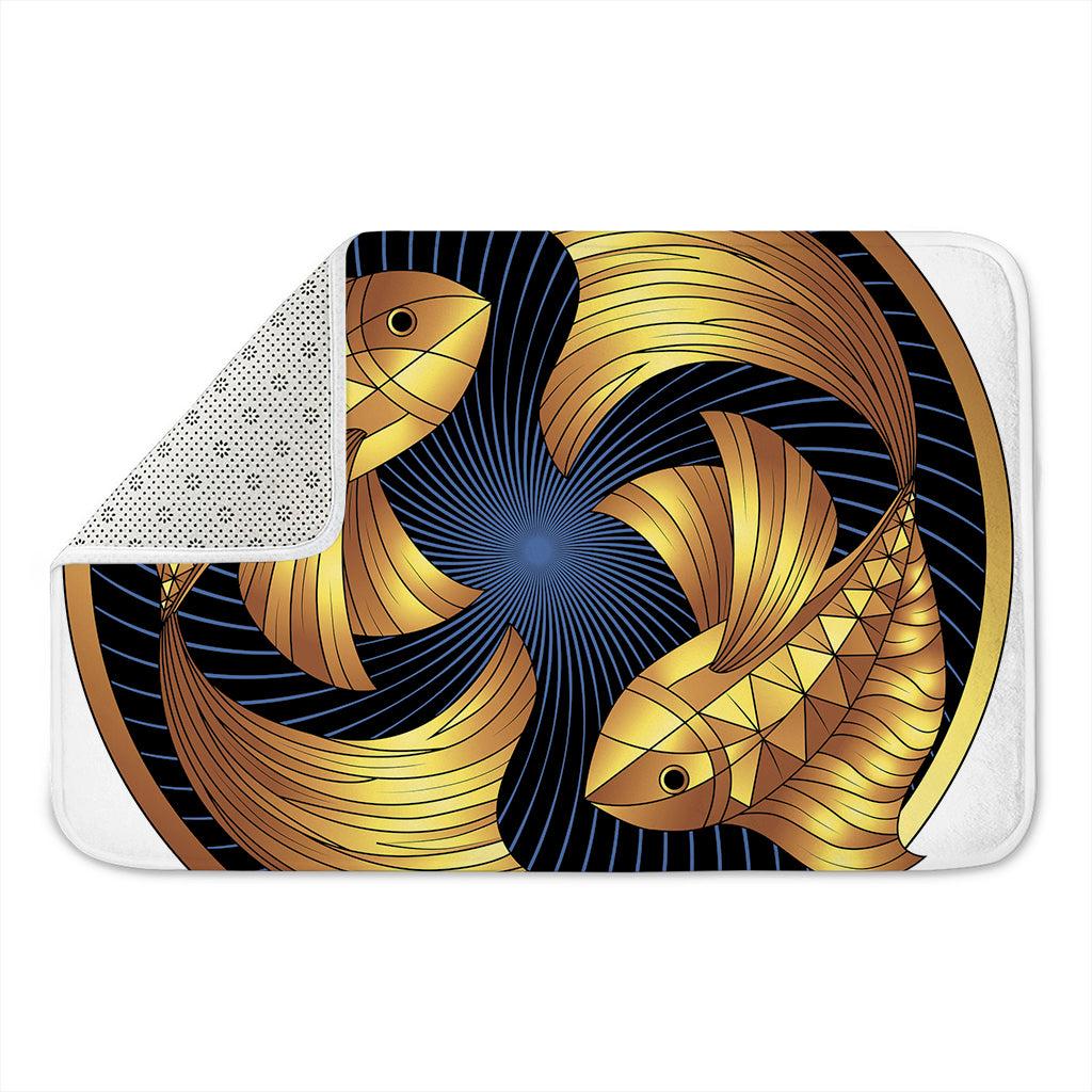 Golden Pisces Zodiac Sign Print Indoor Door Mat