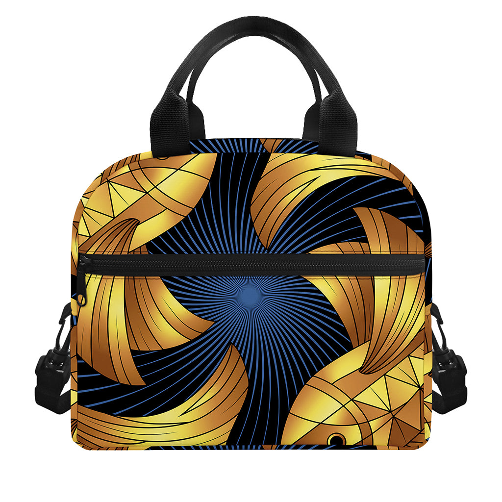 Golden Pisces Zodiac Sign Print Insulated Lunch Bag