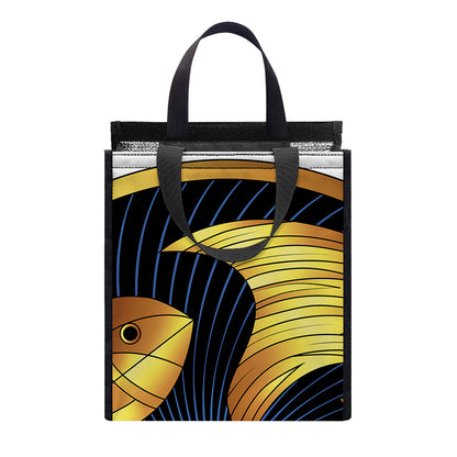 Golden Pisces Zodiac Sign Print Insulated Lunch Tote