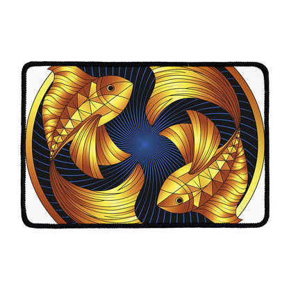 Golden Pisces Zodiac Sign Print Kitchen Mat