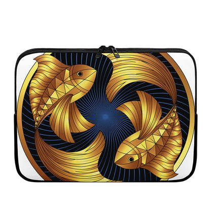 Golden Pisces Zodiac Sign Print Laptop Sleeve