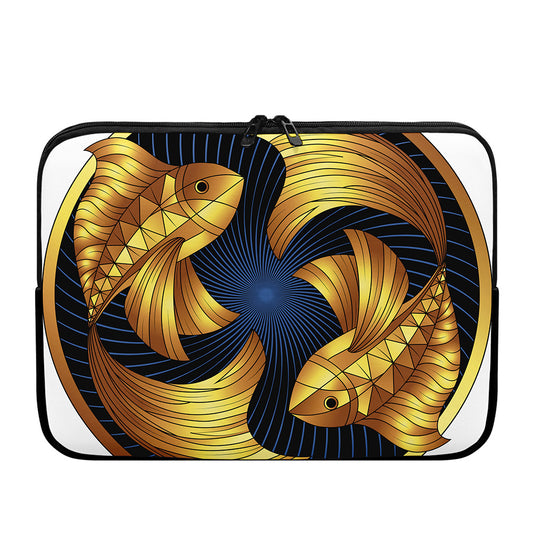 Golden Pisces Zodiac Sign Print Laptop Sleeve