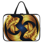 Golden Pisces Zodiac Sign Print Laptop Sleeve With Handle