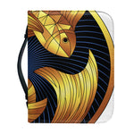 Golden Pisces Zodiac Sign Print Leather Bible Cover