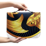 Golden Pisces Zodiac Sign Print Leather Bible Cover